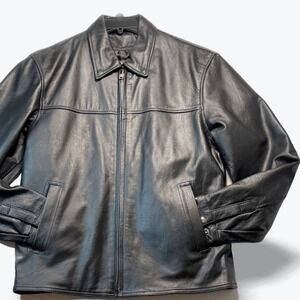 Unik International Leather Cruiser Jacket Heavy Quilted Lined Black Biker Coat M